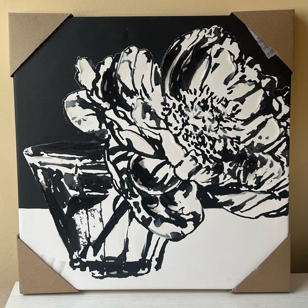 Pier 1 Black and White Floral Canvas Art